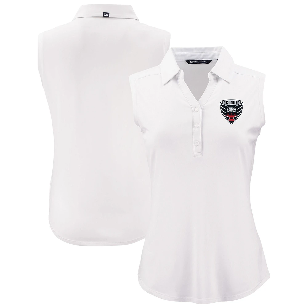 Women's Cutter & Buck White D.C. United Forge Eco Stretch Recycled Sleeveless Polo