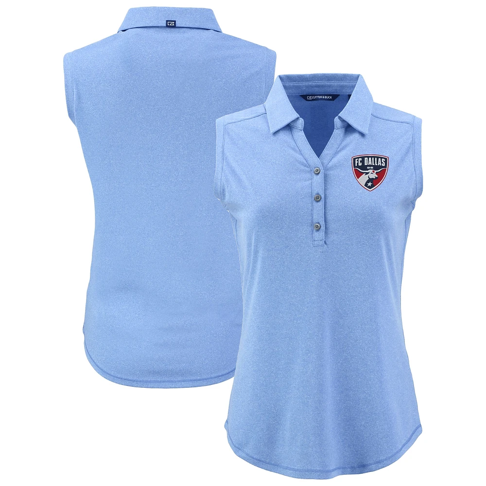 Women's Cutter & Buck Heather Powder Blue FC Dallas Forge Eco Stretch Recycled Sleeveless Polo