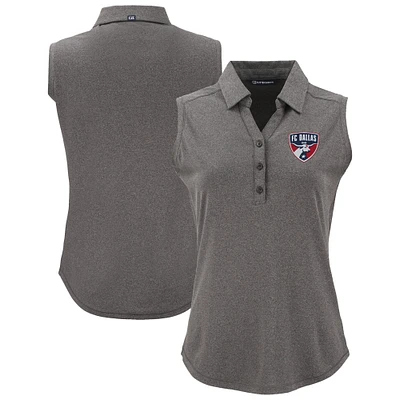Women's Cutter & Buck  Heather Black FC Dallas Forge Eco Stretch Recycled Sleeveless Polo