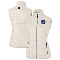 Women's Cutter & Buck  Oatmeal CF Montreal Rainier PrimaLoft Eco Insulated Full-Zip Printed Puffer Vest