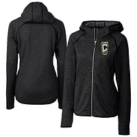 Women's Cutter & Buck  Heather Charcoal Columbus Crew Mainsail Sweater-Knit Full-Zip Jacket