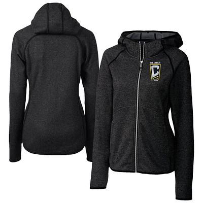 Women's Cutter & Buck  Heather Charcoal Columbus Crew Mainsail Sweater-Knit Full-Zip Jacket