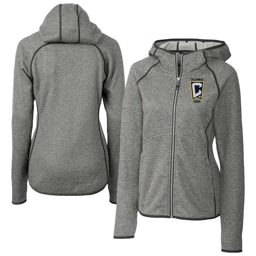 Women's Cutter & Buck Heather Gray Columbus Crew Mainsail Sweater-Knit Full-Zip Jacket