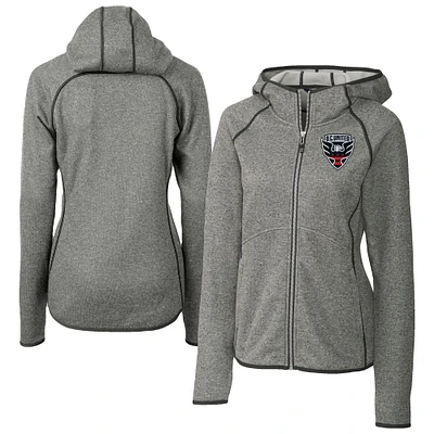 Women's Cutter & Buck  Heather Gray D.C. United Mainsail Sweater-Knit Full-Zip Jacket