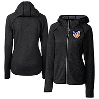 Women's Cutter & Buck  Heather Charcoal FC Cincinnati Mainsail Sweater-Knit Full-Zip Jacket