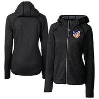 Women's Cutter & Buck  Heather Charcoal FC Cincinnati Mainsail Sweater-Knit Full-Zip Jacket