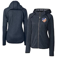 Women's Cutter & Buck  Heather Navy FC Cincinnati Mainsail Sweater-Knit Full-Zip Jacket