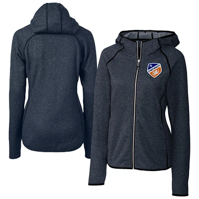 Women's Cutter & Buck  Heather Navy FC Cincinnati Mainsail Sweater-Knit Full-Zip Jacket