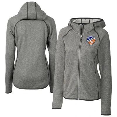 Women's Cutter & Buck  Heather Gray FC Cincinnati Mainsail Sweater-Knit Full-Zip Jacket