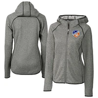 Women's Cutter & Buck  Heather Gray FC Cincinnati Mainsail Sweater-Knit Full-Zip Jacket
