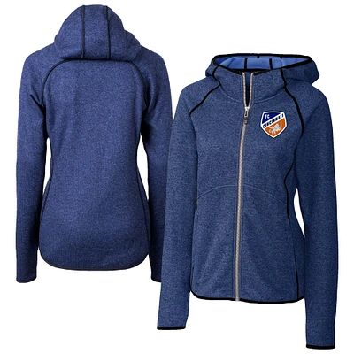Women's Cutter & Buck  Heather Blue FC Cincinnati Mainsail Sweater-Knit Full-Zip Jacket