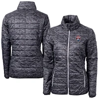 Women's Cutter & Buck  Black Colorado Rapids Rainier PrimaLoft Eco Insulated Full-Zip Printed Puffer Jacket