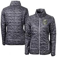 Women's Cutter & Buck  Black Columbus Crew Rainier PrimaLoft Eco Insulated Full-Zip Printed Puffer Jacket