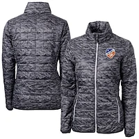 Women's Cutter & Buck  Black FC Cincinnati Rainier PrimaLoft Eco Insulated Full-Zip Printed Puffer Jacket