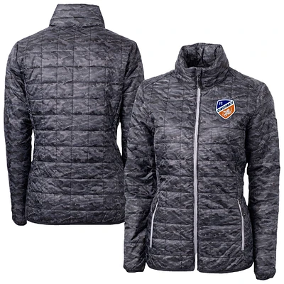 Women's Cutter & Buck  Black FC Cincinnati Rainier PrimaLoft Eco Insulated Full-Zip Printed Puffer Jacket