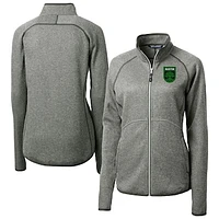 Women's Cutter & Buck  Heather Gray Austin FC Mainsail Sweater-Knit Raglan Full-Zip Jacket