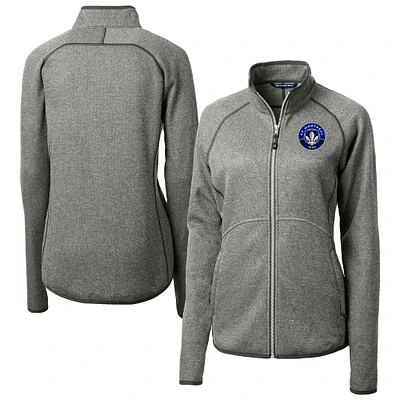 Women's Cutter & Buck  Heather Gray CF Montreal Mainsail Sweater-Knit Raglan Full-Zip Jacket