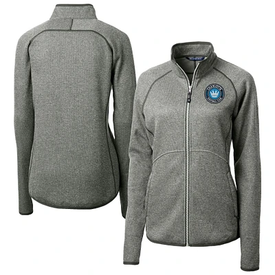 Women's Cutter & Buck  Heather Gray Charlotte FC Mainsail Sweater-Knit Raglan Full-Zip Jacket