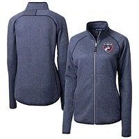Women's Cutter & Buck  Heather Navy FC Dallas Mainsail Sweater-Knit Raglan Full-Zip Jacket