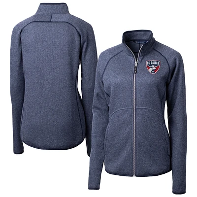 Women's Cutter & Buck  Heather Navy FC Dallas Mainsail Sweater-Knit Raglan Full-Zip Jacket