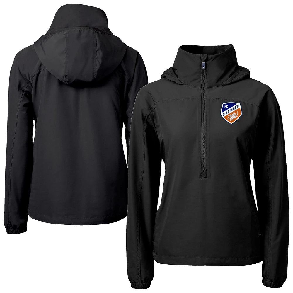 Women's Cutter & Buck Black FC Cincinnati Charter Eco Recycled Full-Zip Anorak Jacket