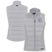 Women's Cutter & Buck Gray Chicago Fire  Evoke Hybrid Eco Softshell Recycled Full-Zip Vest