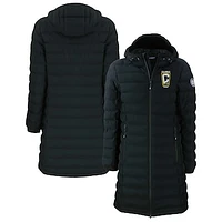 Women's Cutter & Buck  Black Columbus Crew Mission Ridge Repreve Eco Insulated Long Full-Zip Puffer Jacket