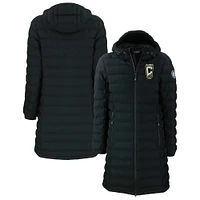 Women's Cutter & Buck  Black Columbus Crew Mission Ridge Repreve Eco Insulated Long Full-Zip Puffer Jacket