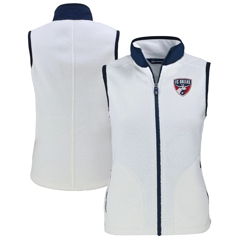 Women's Cutter & Buck White FC Dallas Cascade Eco Fleece Vest