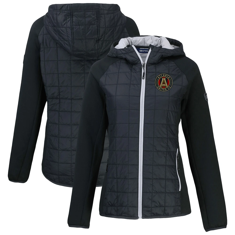 Women's Cutter & Buck Black Atlanta United FC Rainier Primaloft Eco Raglan Full-Zip Hybrid Hooded Jacket
