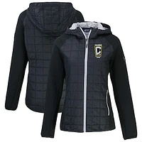 Women's Cutter & Buck  Black Columbus Crew Rainier Primaloft Eco Raglan Full-Zip Hybrid Hooded Jacket