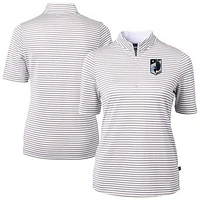 Women's Cutter & Buck  Gray Minnesota United FC Virtue Eco Pique Stripe Recycled Quarter-Zip Top