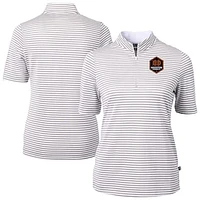 Women's Cutter & Buck  Gray Houston Dynamo FC Virtue Eco Pique Stripe Recycled Quarter-Zip Top