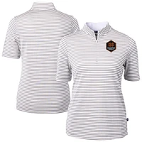 Women's Cutter & Buck  Gray Houston Dynamo FC Virtue Eco Pique Stripe Recycled Quarter-Zip Top