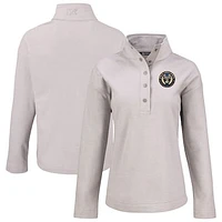 Women's Cutter & Buck  Gray Philadelphia Union Hunts Point Eco Textured Fleece Recycled Quarter-Snap Pullover Top