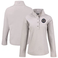 Women's Cutter & Buck  Gray Philadelphia Union Hunts Point Eco Textured Fleece Recycled Quarter-Snap Pullover Top
