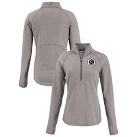 Women's Cutter & Buck  Heather Gray New England Revolution Peshastin Eco Fleece Recycled Half-Zip Pullover Top