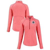 Women's Cutter & Buck  Red New England Revolution Peshastin Eco Fleece Recycled Half-Zip Pullover Top