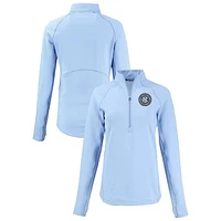Women's Cutter & Buck  Heather Powder Blue New York City FC Peshastin Eco Fleece Recycled Half-Zip Pullover Top