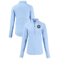 Women's Cutter & Buck  Heather Powder Blue New York City FC Peshastin Eco Fleece Recycled Half-Zip Pullover Top