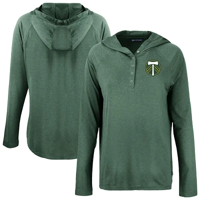 Women's Cutter & Buck  Hunter Green Portland Timbers Coastline Epic Comfort Eco Recycled Quarter-Snap Raglan Hoodie Top
