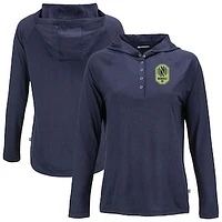 Women's Cutter & Buck  Navy Nashville SC Coastline Epic Comfort Eco Recycled Quarter-Snap Raglan Hoodie Top