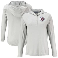 Women's Cutter & Buck  Gray New England Revolution Coastline Epic Comfort Eco Recycled Quarter-Snap Raglan Hoodie Top