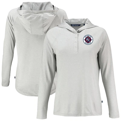 Women's Cutter & Buck  Gray New England Revolution Coastline Epic Comfort Eco Recycled Quarter-Snap Raglan Hoodie Top