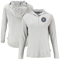 Women's Cutter & Buck  Gray New York City FC Coastline Epic Comfort Eco Recycled Quarter-Snap Raglan Hoodie Top