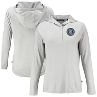 Women's Cutter & Buck  Gray New York City FC Coastline Epic Comfort Eco Recycled Quarter-Snap Raglan Hoodie Top