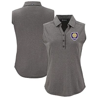 Women's Cutter & Buck  Heather Black Orlando City SC Forge Eco Stretch Recycled Sleeveless Polo