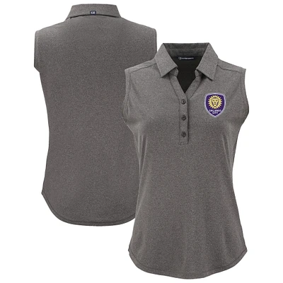 Women's Cutter & Buck  Heather Black Orlando City SC Forge Eco Stretch Recycled Sleeveless Polo