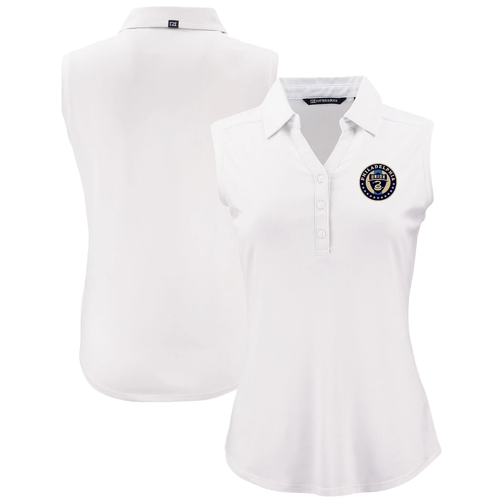 Women's Cutter & Buck White Philadelphia Union Forge Eco Stretch Recycled Sleeveless Polo