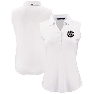 Women's Cutter & Buck  White Philadelphia Union Forge Eco Stretch Recycled Sleeveless Polo